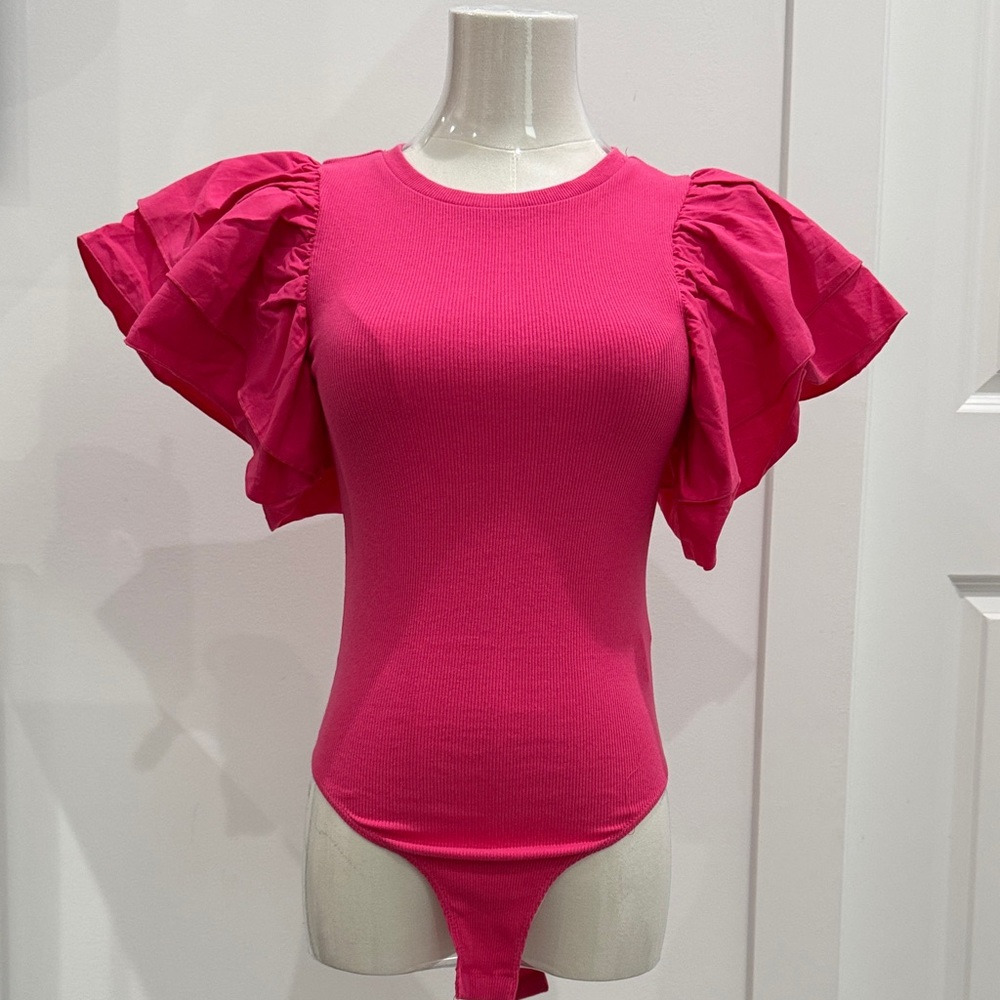 Zara Fuchsia Ruffle Sleeve Bodysuit
